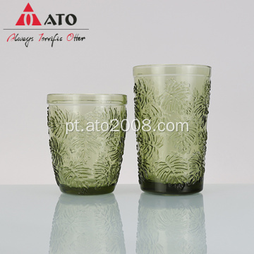 Copos de copo de vidro de cor verde de cor sólida que bebem copos
